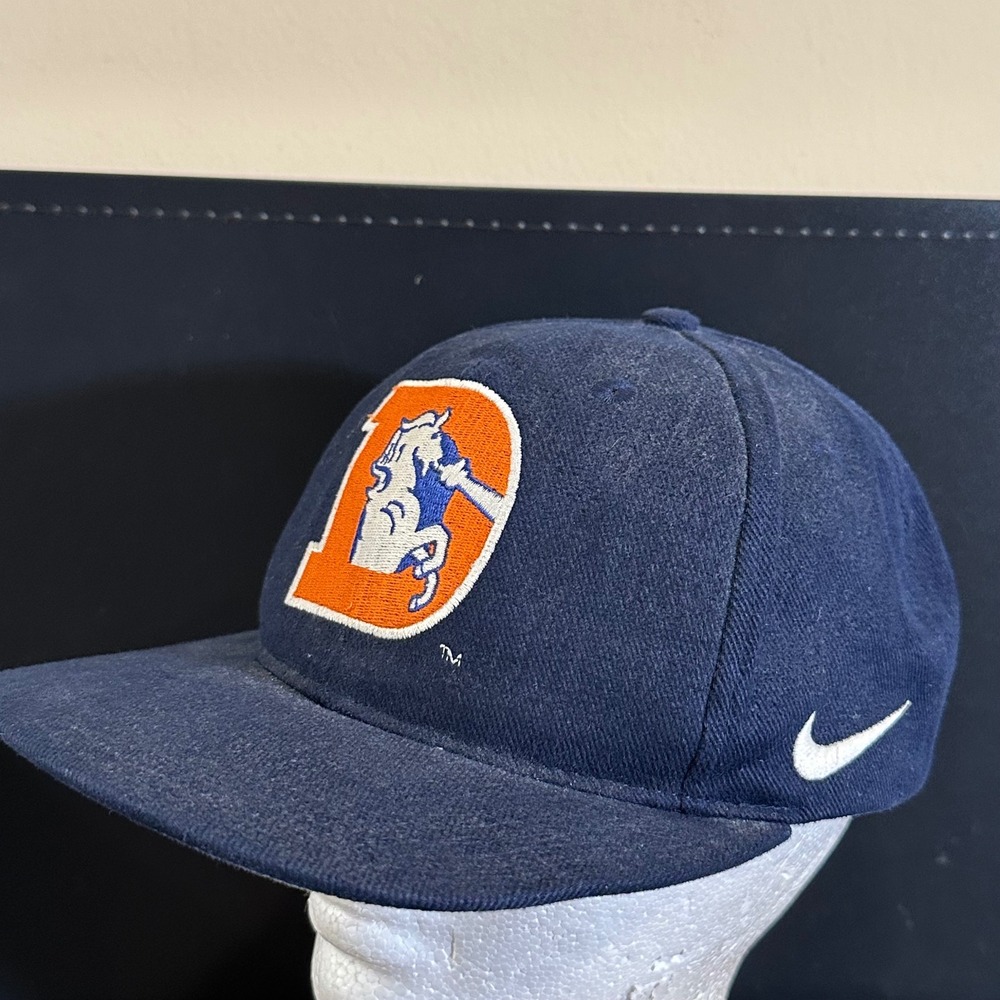Vintage Nike Denver Broncos NFL Pro Line Snapback Hat Navy Blue Throwback Logo
